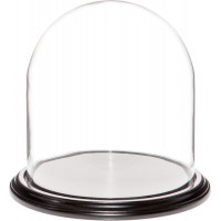 Plymor Brand 9.75" x 10" Glass Display Dome Cloche (Black Wood Veneer Base) 840003144154  202344660448